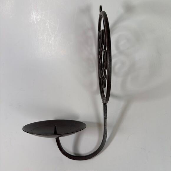 Wrought Iron Single Candle Black Wall Sconce Gothic Spiral Metal Candelabra - Picture 6 of 10